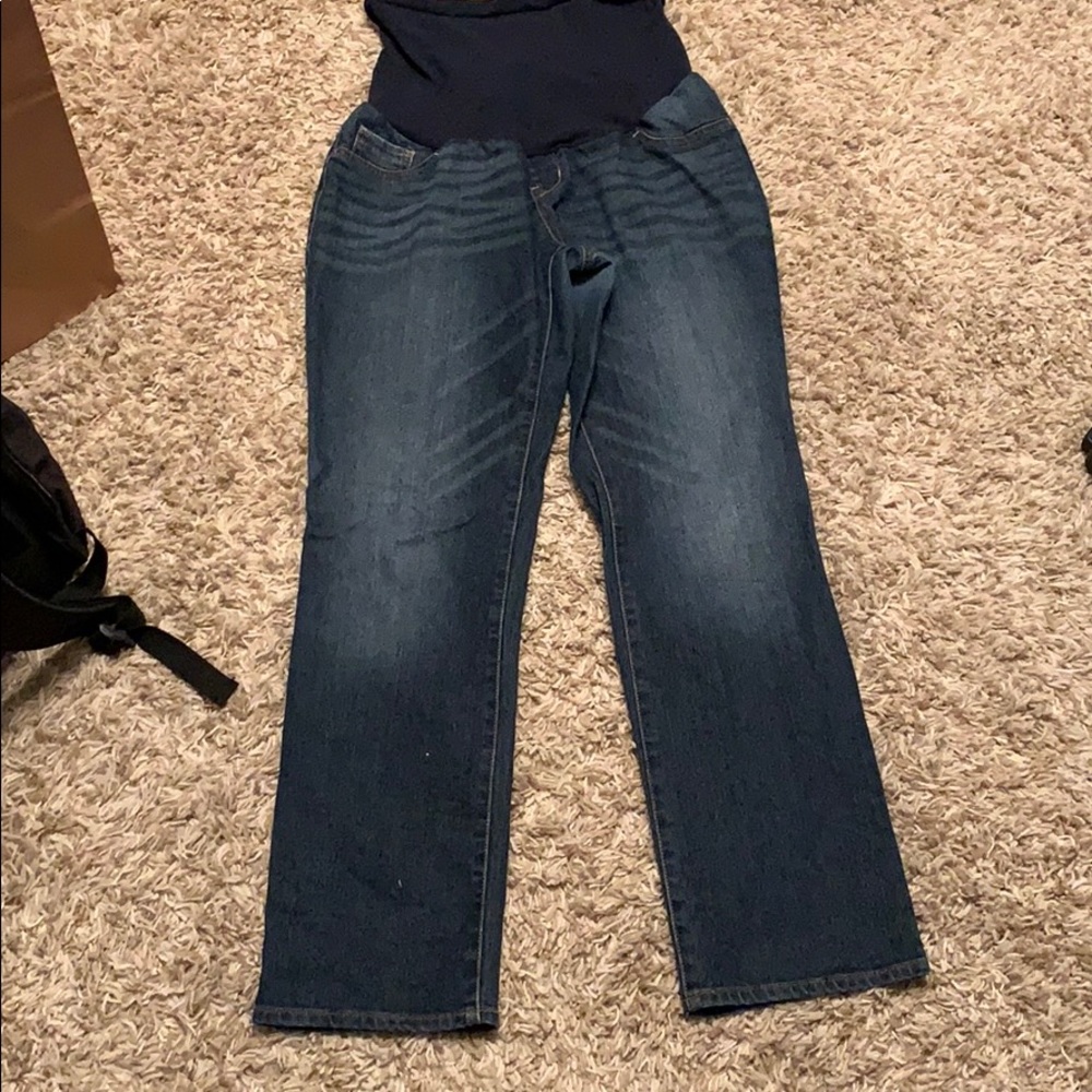 Indigo blue straight leg jeans